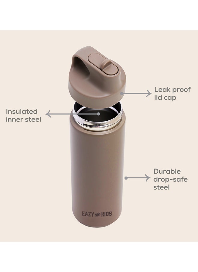 Eazy Kids Double Wall Insulated Sports Water Bottle - Khaki, 550 ML  - Image 5