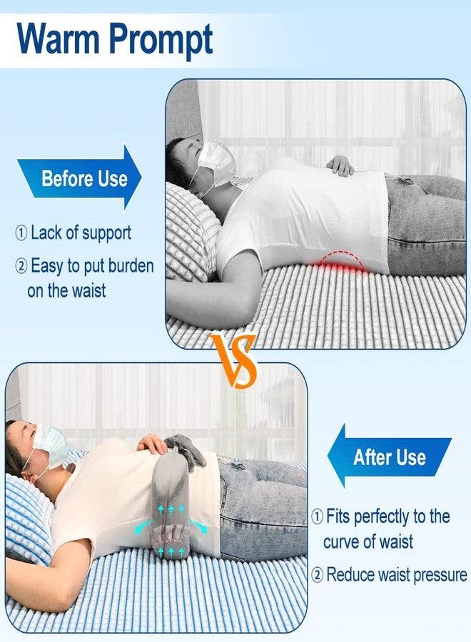 KAVIL Lumbar Roll Pillow For Bed Lower Back Pain Support Pillow For Sleeping Scoliosis Waist Pillow For Side Sleepers Early Compliance Back Surgery Recovery Pillow for Office Chairs, Car, Couch (Grey) - Image 3