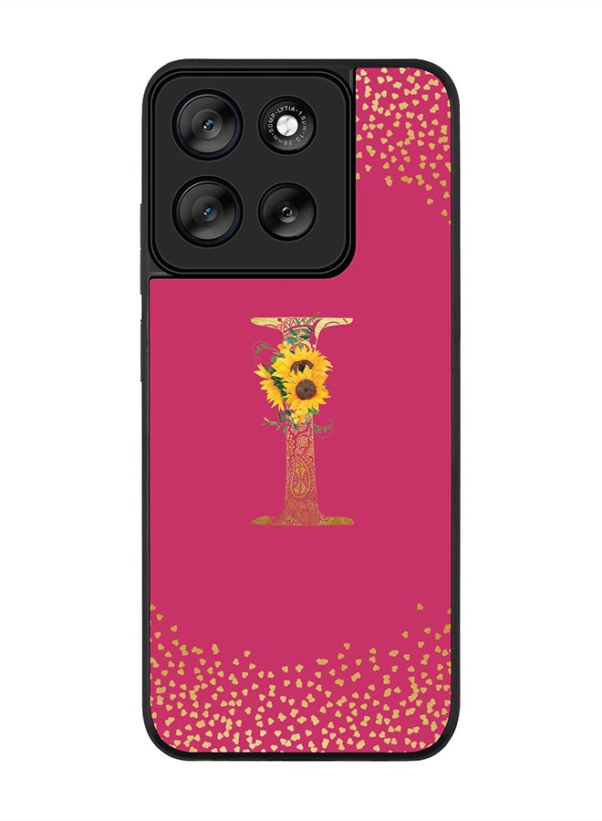 Stylizedd For Motorola Moto G56 Case,Slim fit Camera Protection, Shockproof Thin Phone cover  - Custom Floral Monogram - I ( Deep Pink ) - Image 1