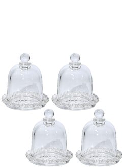 Y&D 4 PCS Mini Cake Domes Cookie Display Cake Holder Cake Stand Decorative Candlestick  Cake Plate Dome Cover Fruit Glass Cover Shield for Birthday Wedding  - Image 1