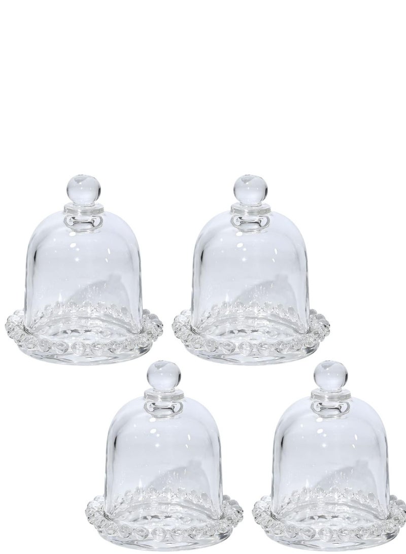 Y&D 4 PCS Mini Cake Domes Cookie Display Cake Holder Cake Stand Decorative Candlestick  Cake Plate Dome Cover Fruit Glass Cover Shield for Birthday Wedding - Image 1