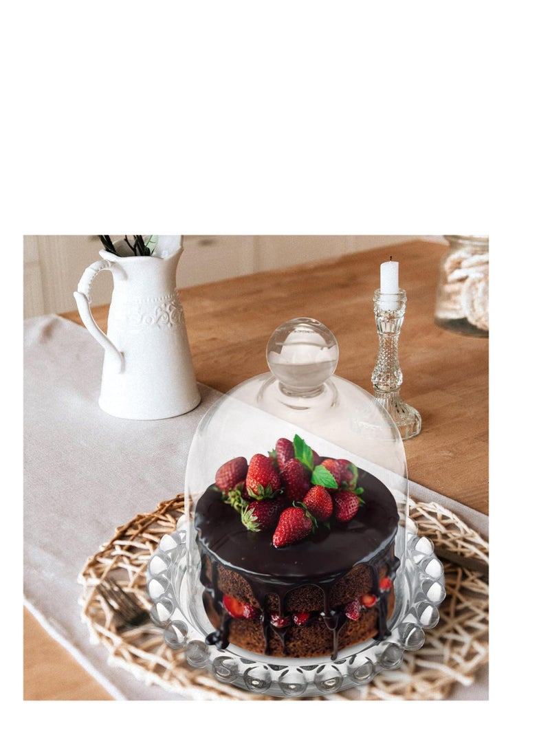 Y&D 4 PCS Mini Cake Domes Cookie Display Cake Holder Cake Stand Decorative Candlestick  Cake Plate Dome Cover Fruit Glass Cover Shield for Birthday Wedding - Image 4