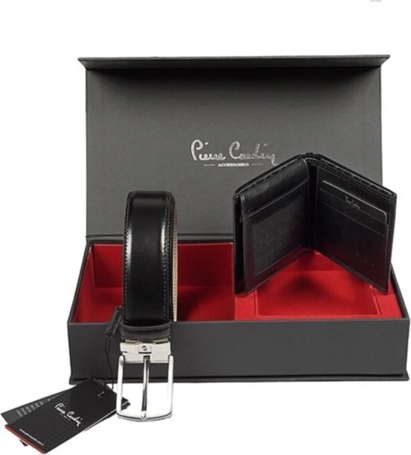 pierre cardin Men's Leather Wallet Belt Set in Special Box