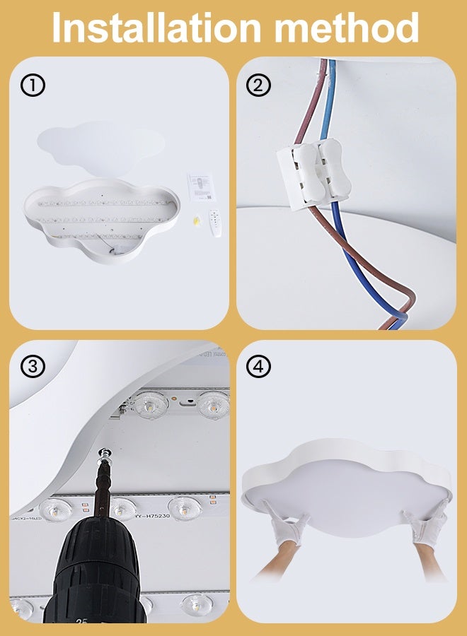 YATAI LIGHTING Cloud Shape LED Ceiling Light, 33W Modern Flush Mount with 3-Color 3000K-6000K Wall Switch Control, Remote Dimmable 10-100%, White Minimalist LED Fixture for Bedroom and Living Spaces - Image 5