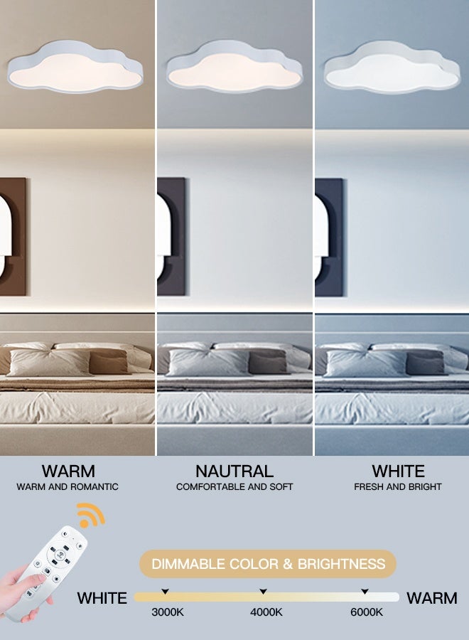 YATAI LIGHTING Cloud Shape LED Ceiling Light, 33W Modern Flush Mount with 3-Color 3000K-6000K Wall Switch Control, Remote Dimmable 10-100%, White Minimalist LED Fixture for Bedroom and Living Spaces - Image 3