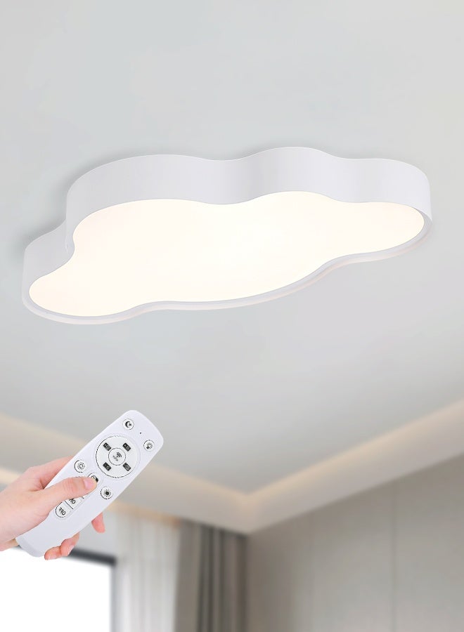 YATAI LIGHTING Cloud Shape LED Ceiling Light, 33W Modern Flush Mount with 3-Color 3000K-6000K Wall Switch Control, Remote Dimmable 10-100%, White Minimalist LED Fixture for Bedroom and Living Spaces - Image 1