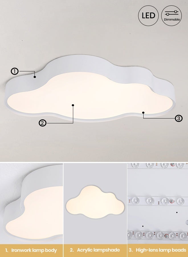 YATAI LIGHTING Cloud Shape LED Ceiling Light, 33W Modern Flush Mount with 3-Color 3000K-6000K Wall Switch Control, Remote Dimmable 10-100%, White Minimalist LED Fixture for Bedroom and Living Spaces - Image 4