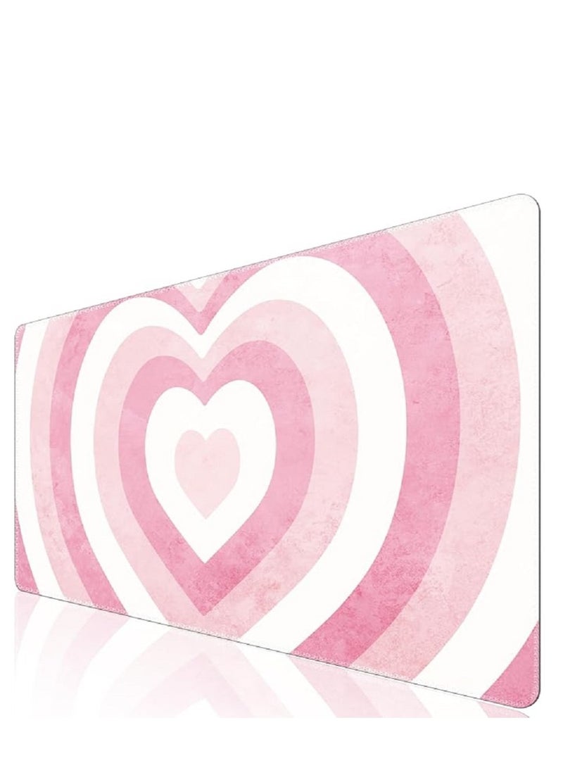 Pink Large Mouse Pad For Desktop 800x300x3mm Extended Keyboard Pad Gaming Mouse Pad Non-slip Rubber Base Mouse Pad Desk Accessories Ladies Desk Storage Box Heart Shaped Pink - Image 1