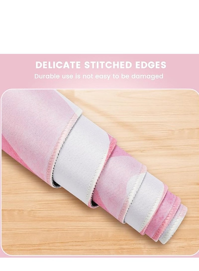 Pink Large Mouse Pad For Desktop 800x300x3mm Extended Keyboard Pad Gaming Mouse Pad Non-slip Rubber Base Mouse Pad Desk Accessories Ladies Desk Storage Box Heart Shaped Pink - Image 2