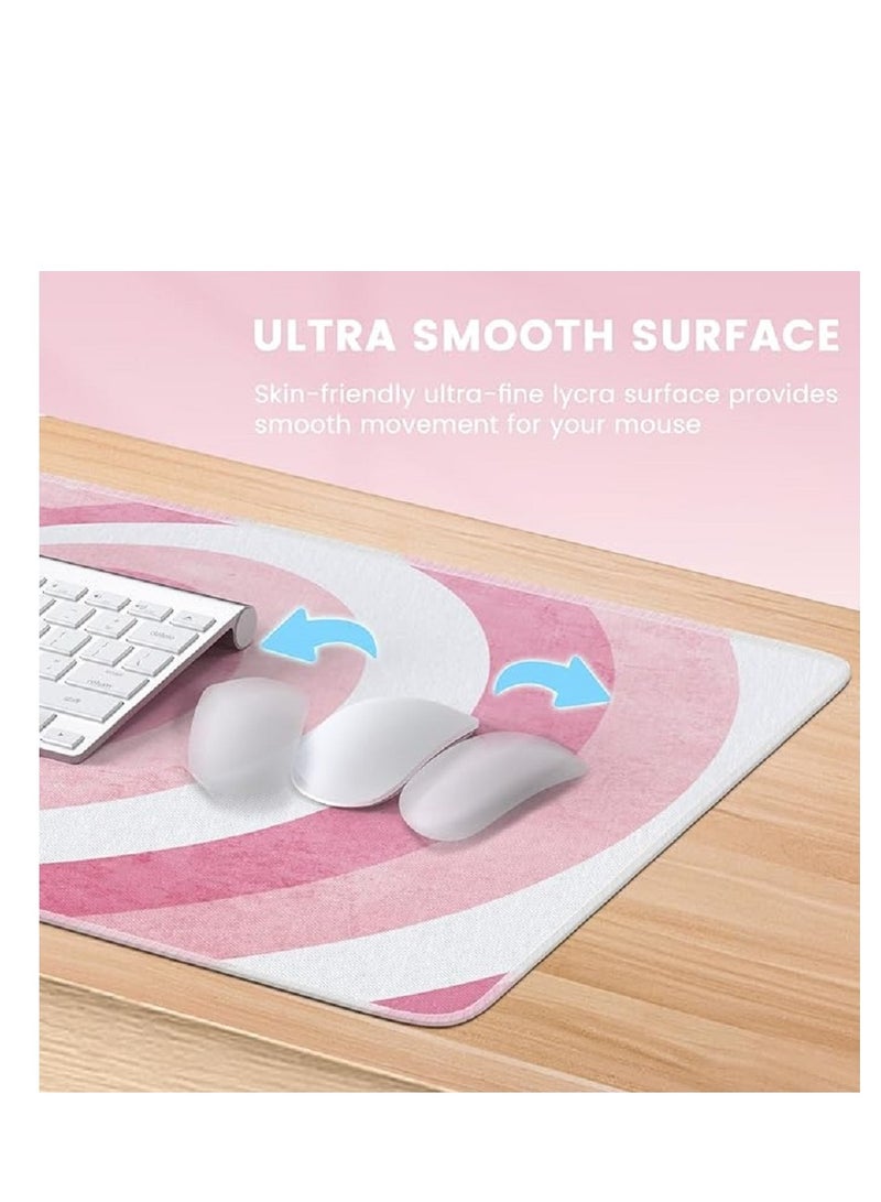 Pink Large Mouse Pad For Desktop 800x300x3mm Extended Keyboard Pad Gaming Mouse Pad Non-slip Rubber Base Mouse Pad Desk Accessories Ladies Desk Storage Box Heart Shaped Pink - Image 3