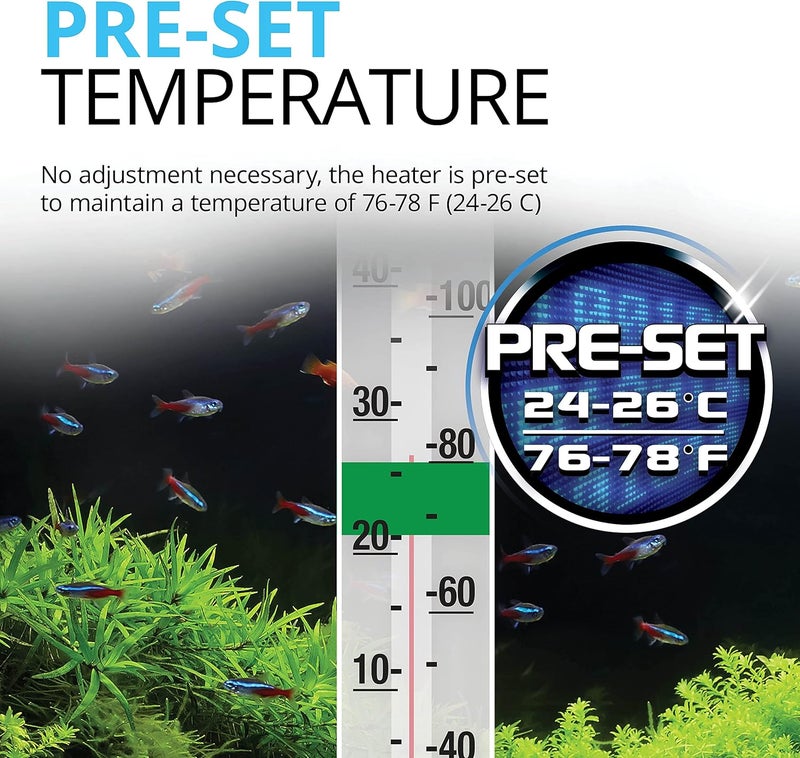 Fluval P50 Submersible Aquarium Heater – 50W, Preset 76-78°F for Freshwater & Saltwater Tanks up to 15 Gal, Shatterproof, Fully Submersible, LED Indicator, Durable & Safe Fish Tank Heater - Image 1