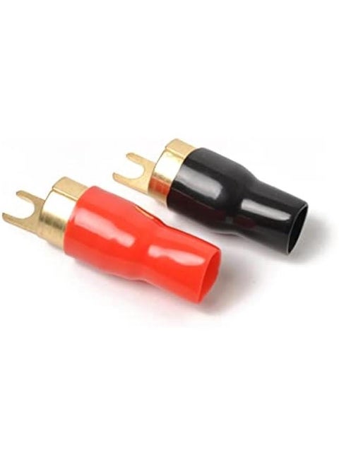 Premium 0/1 Gauge Wire Connectors - Pack of 3 Pairs - Gold Plated Spade Connector - Crimp Terminals for Amplifier Wiring Kit - Ideal Speaker Wire Connectors with Copper Brass Shovel