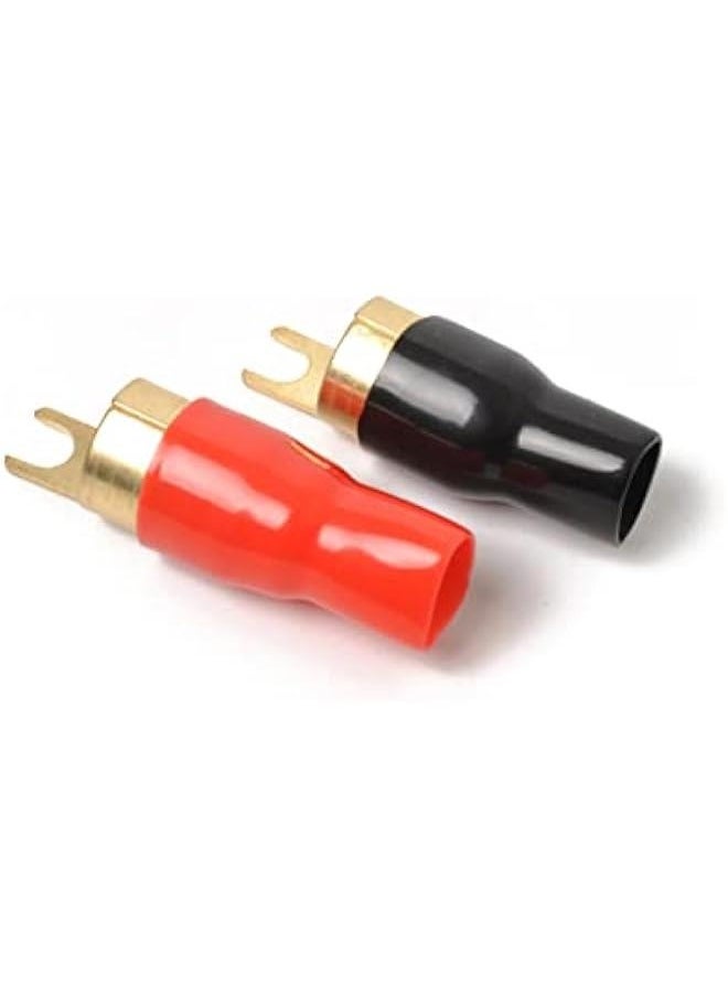 Generic Premium 0/1 Gauge Wire Connectors - Pack of 3 Pairs - Gold Plated Spade Connector - Crimp Terminals for Amplifier Wiring Kit - Ideal Speaker Wire Connectors with Copper Brass Shovel  - Image 1