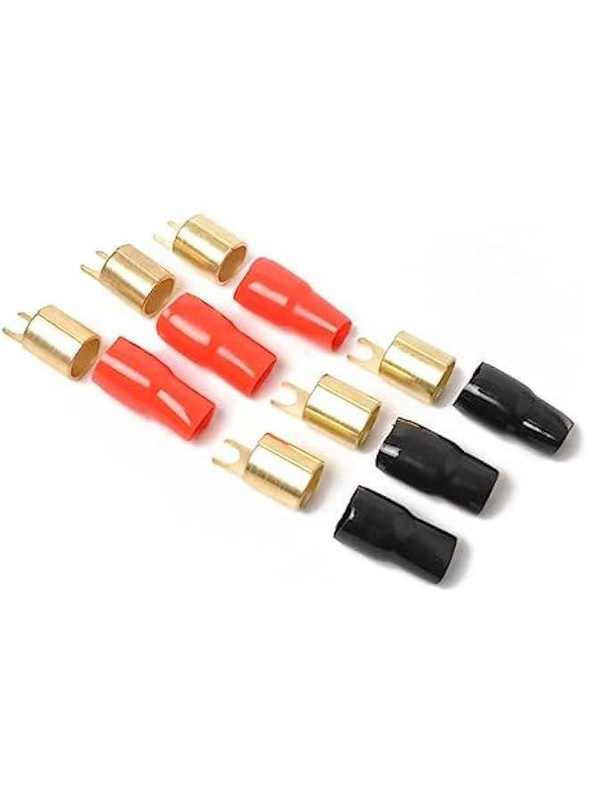 Generic Premium 0/1 Gauge Wire Connectors - Pack of 3 Pairs - Gold Plated Spade Connector - Crimp Terminals for Amplifier Wiring Kit - Ideal Speaker Wire Connectors with Copper Brass Shovel  - Image 3
