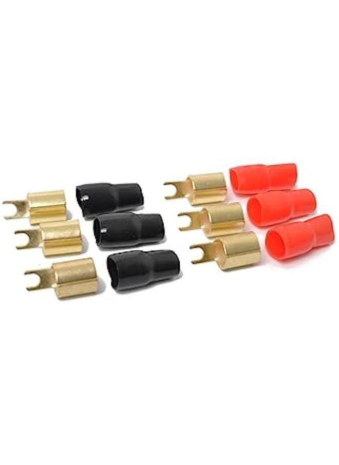 Generic - Premium 0/1 Gauge Wire Connectors - Pack of 3 Pairs - Gold Plated Spade Connector - Crimp Terminals for Amplifier Wiring Kit - Ideal Speaker Wire Connectors with Copper Brass Shovel - Image 1