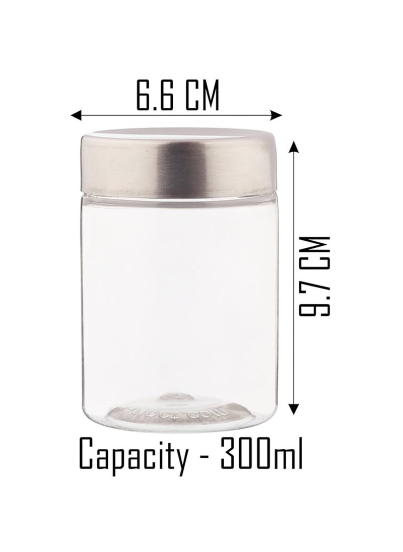 Atlasware Pearlpet Plus Container For Kitchen Storage Set With Stainless Steel Caps Set Pack Of 18 Pcs 300 Ml, 500 Ml, 1000 Ml Suitable For Rack, Spices, Fridge Transparent  - Image 4