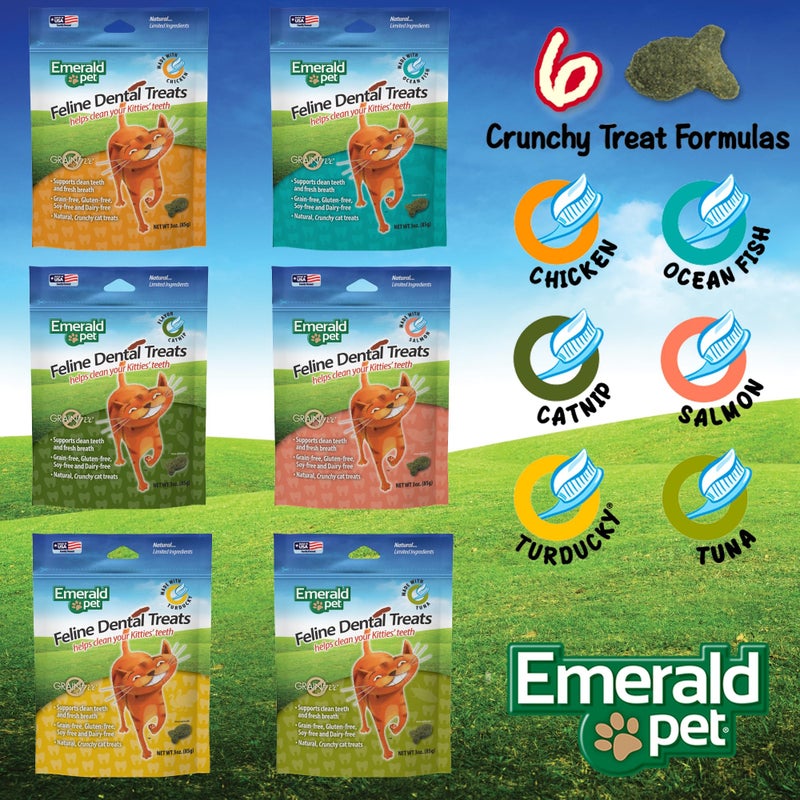 Emerald Pet Feline Dental Treats â€” Tasty and Crunchy Cat Dental Treats Grain Free â€” Natural Dental Treats to Clean Cat Teeth, Freshen Cat Breath, and Reduce Plaque and Tartar Buildup â€” Chicken Treats, 3 oz - Image 5