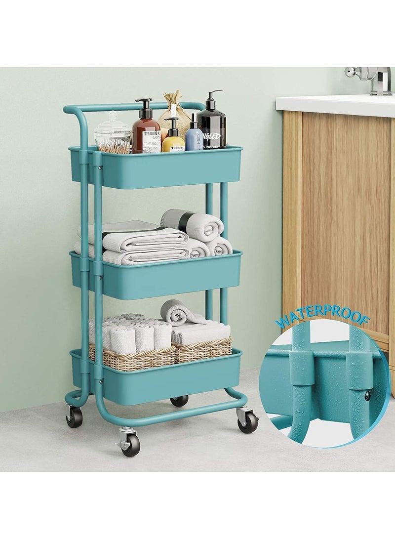 DubaiGallery 3 Tier Utility Rolling Storage Cart With Handles And Lockable Wheels  - Image 2