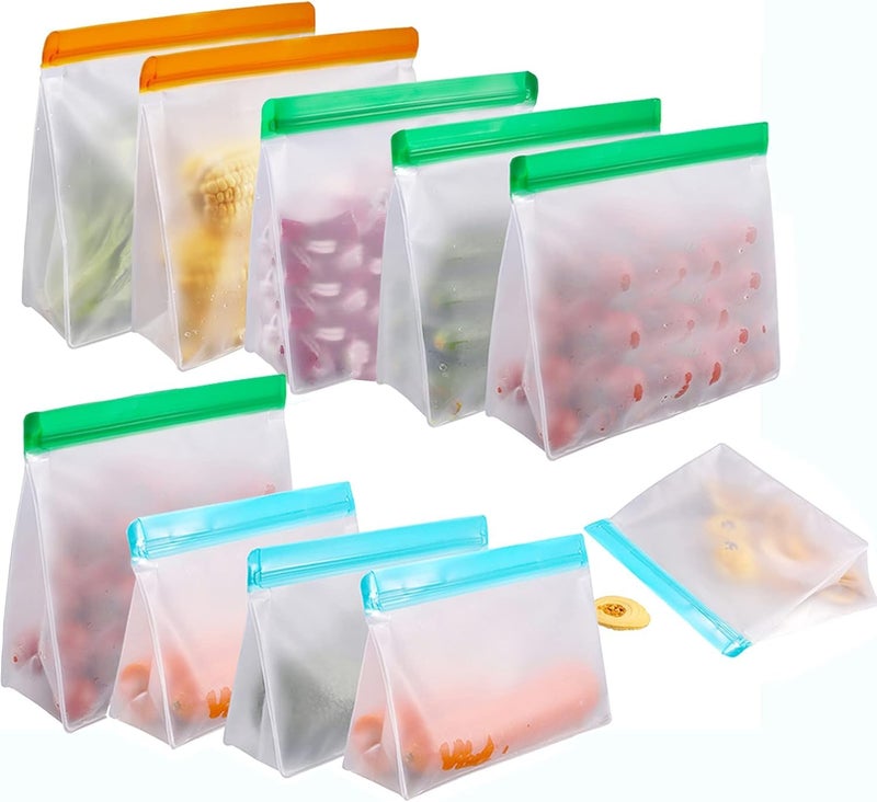 Esslly Vegetable Bag for Fridge Ziplock Pouch Bags Pack of 10 Size 25x185x5 cmsReusable Washable Freezer Safe Leakproof Premium PEVA material - Image 2