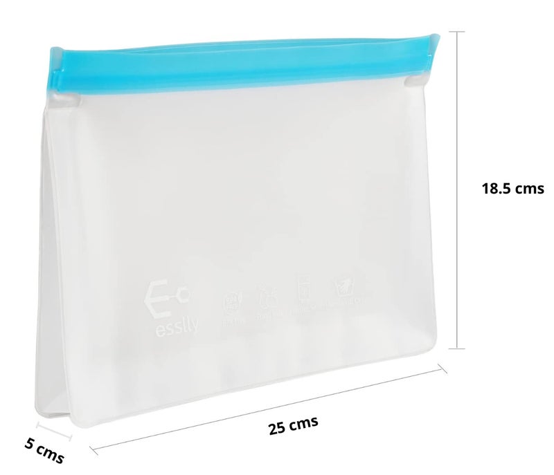 Esslly Vegetable Bag for Fridge Ziplock Pouch Bags Pack of 10 Size 25x185x5 cmsReusable Washable Freezer Safe Leakproof Premium PEVA material - Image 4