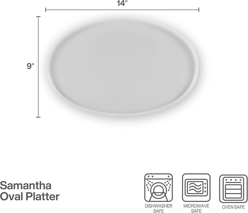 Mikasa Samantha Oval Bone China Lightweight Chip Resisant Serving Tray 14 Inch White - Image 3