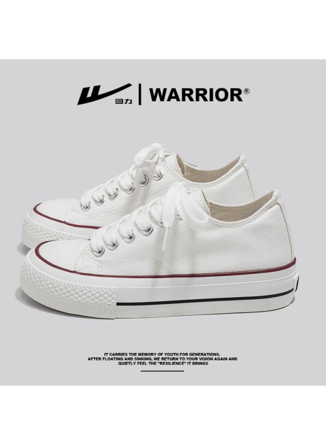 Pull Back Warrior Official Women's Low-top Canvas Shoes Fashion All-match Anti-slip Wear-resistant Cloth Shoes White Size 38 - Image 1