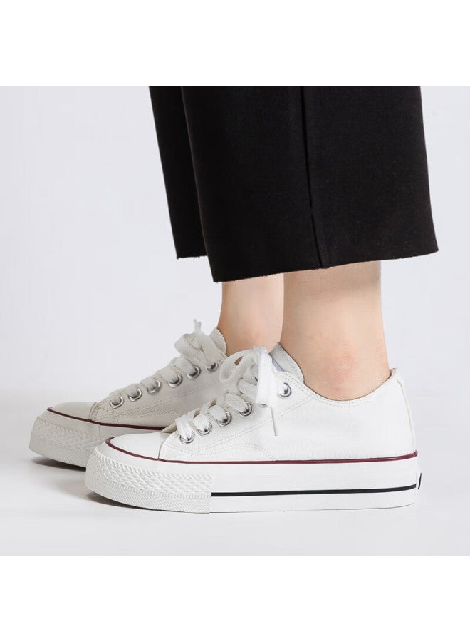 Pull Back Warrior Official Women's Low-top Canvas Shoes Fashion All-match Anti-slip Wear-resistant Cloth Shoes White Size 38 - Image 3