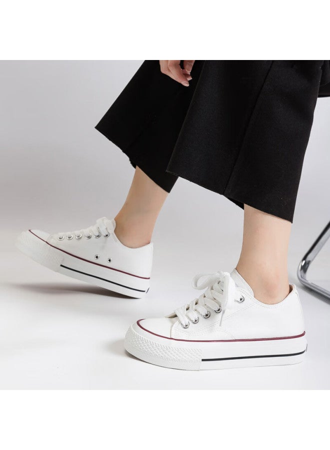 Pull Back Warrior Official Women's Low-top Canvas Shoes Fashion All-match Anti-slip Wear-resistant Cloth Shoes White Size 38 - Image 4