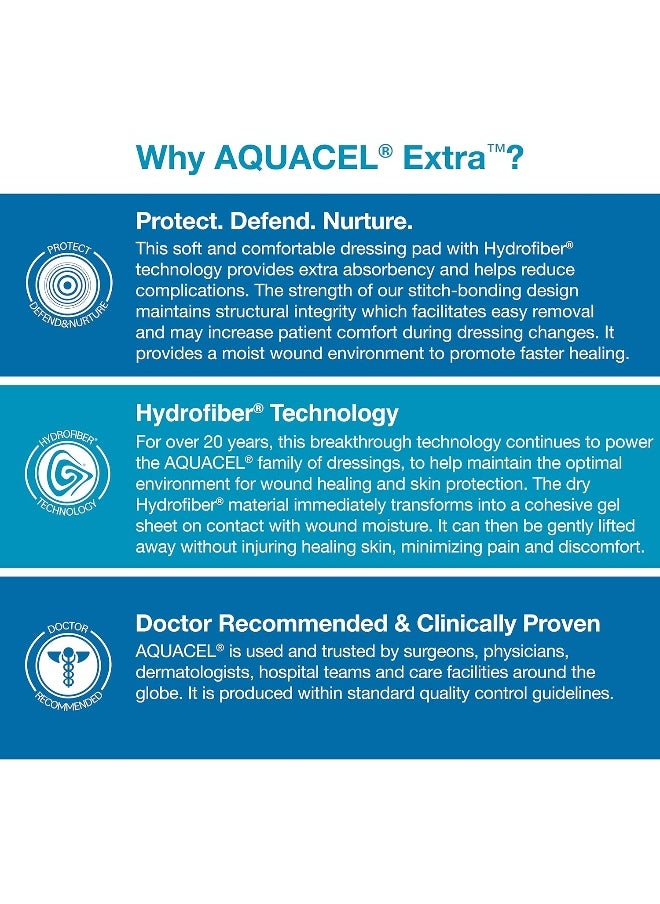 Aquacel Extra 2"X2" Hydrofiber Two-Dimensional Dressing Soft Absorbent Non-Woven Wound Dressing Box Of 10