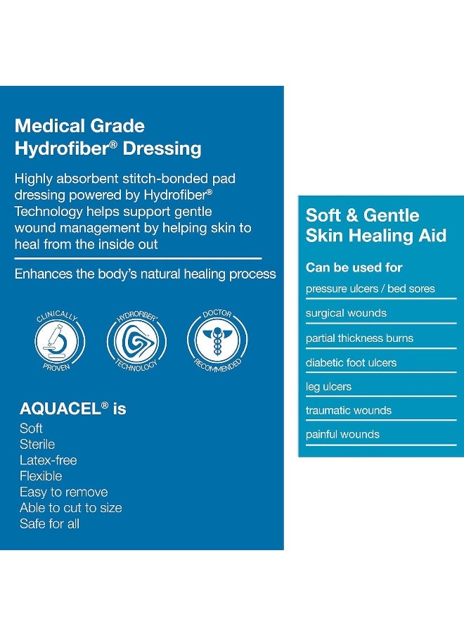 Aquacel Extra 2"X2" Hydrofiber Two-Dimensional Dressing Soft Absorbent Non-Woven Wound Dressing Box Of 10
