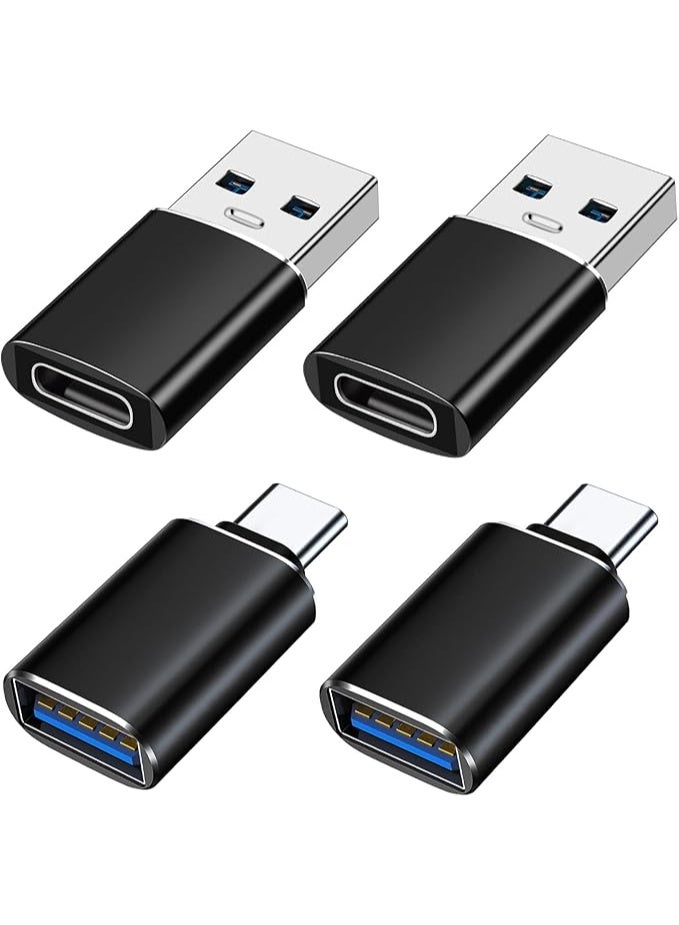 USB to USB C Adapter 4 Pack, USB C Female to USB3.0 Male Adapter x2, USB A 3.0 Female to Type C Male Adaptor x2, Compatible with MacBook, iPhone 15, Samsung Galaxy, Smartphone,Tablet,Laptop - Image 1
