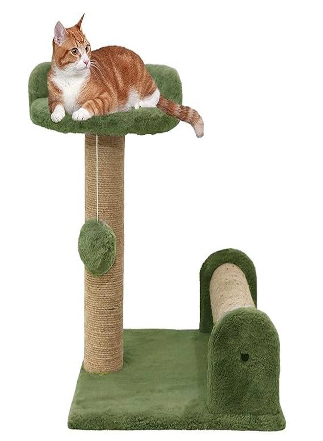 FURRLOVERS Soft Fur Fabric Activity Dual Jute Rope Scratching Post Cat Tree for Kittens & Cats (Height 16 Inch) (Green)(Furr-21) - Image 4