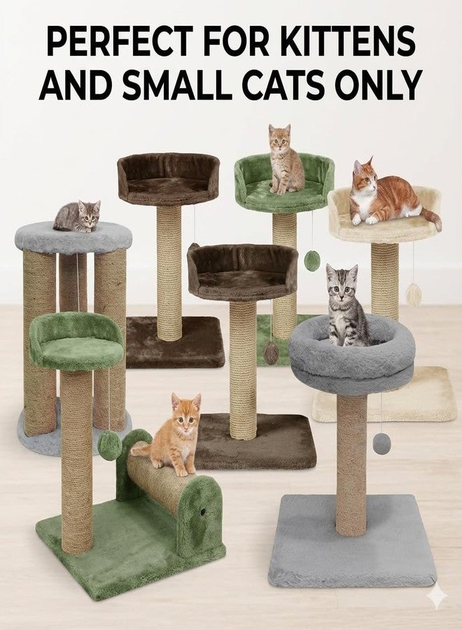 FURRLOVERS Soft Fur Fabric Activity Dual Jute Rope Scratching Post Cat Tree for Kittens & Cats (Height 16 Inch) (Green)(Furr-21) - Image 3