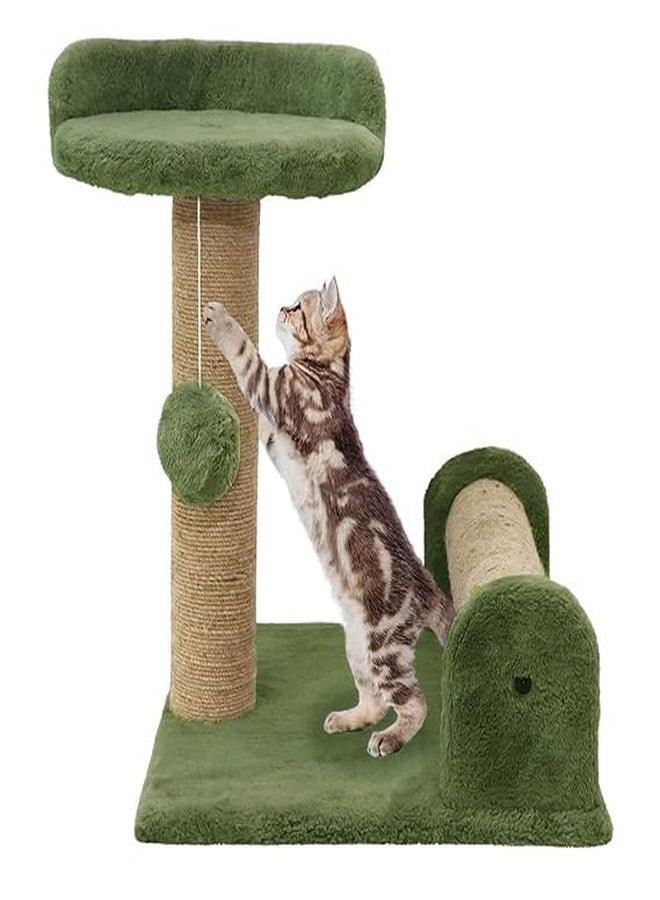FURRLOVERS Soft Fur Fabric Activity Dual Jute Rope Scratching Post Cat Tree for Kittens & Cats (Height 16 Inch) (Green)(Furr-21) - Image 5
