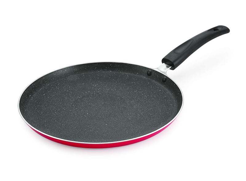 Nirlon Kitchen Accessories for Cooking Non Stick Aluminium Rubey Flat Tawa, Red - Image 2