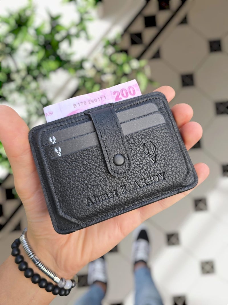 VISSO 653 Genuine Leather Men's and Women's Credit Card Holder Wallet with Personalized Paper Money Compartment and ID Card Compartment  - Image 1