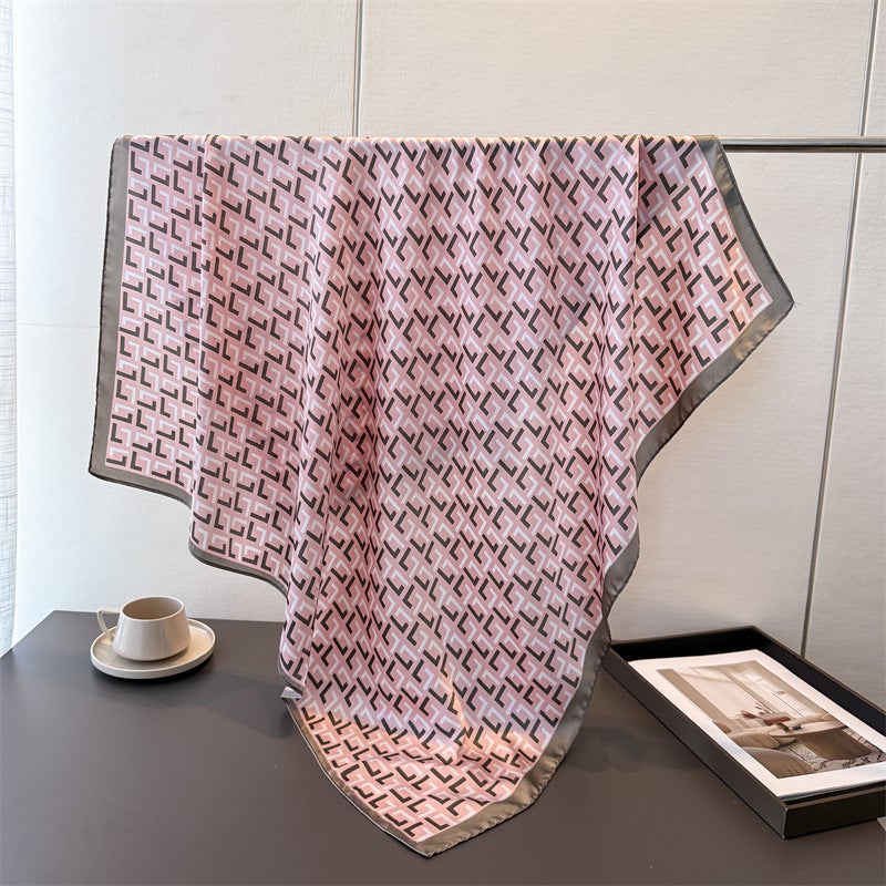 Classic Retro Old Flower Satin Imitation Silk Printed Large Square Scarf Silk Scarf Shawl Headscarf Neck Protector Neck Scarf Decorative Scarf - Image 4