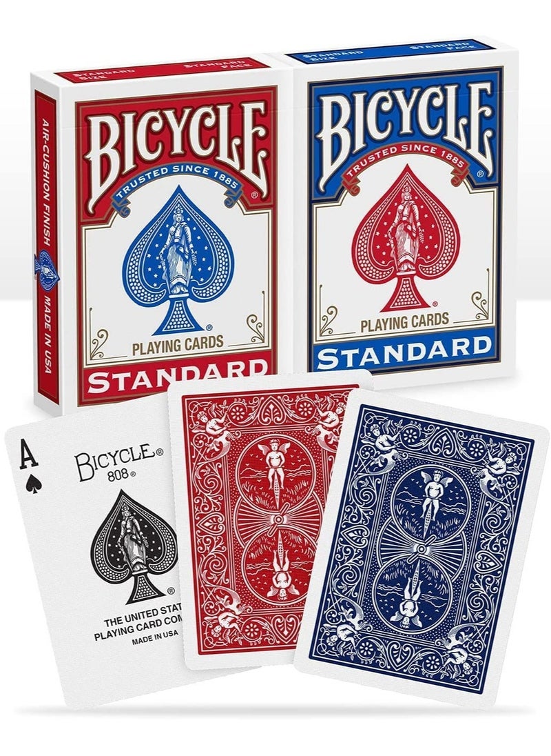 Bicycle - Standard Index Playing Cards in Red & Blue For All card games Pack of 9 - Image 1