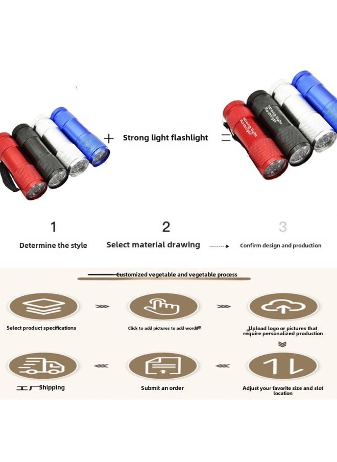 Generic 9led White Light Flashlight Mini Strong Light Daily Portable Waterproof 3W Gift Aluminum Alloy Small Flashlight-Product Specifications:Random Colors In Bulk (no Batteries, No Tail Cords, No White Boxes)  - Image 4