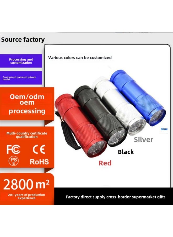 Generic 9led White Light Flashlight Mini Strong Light Daily Portable Waterproof 3W Gift Aluminum Alloy Small Flashlight-Product Specifications:Random Colors In Bulk (no Batteries, No Tail Cords, No White Boxes)  - Image 1