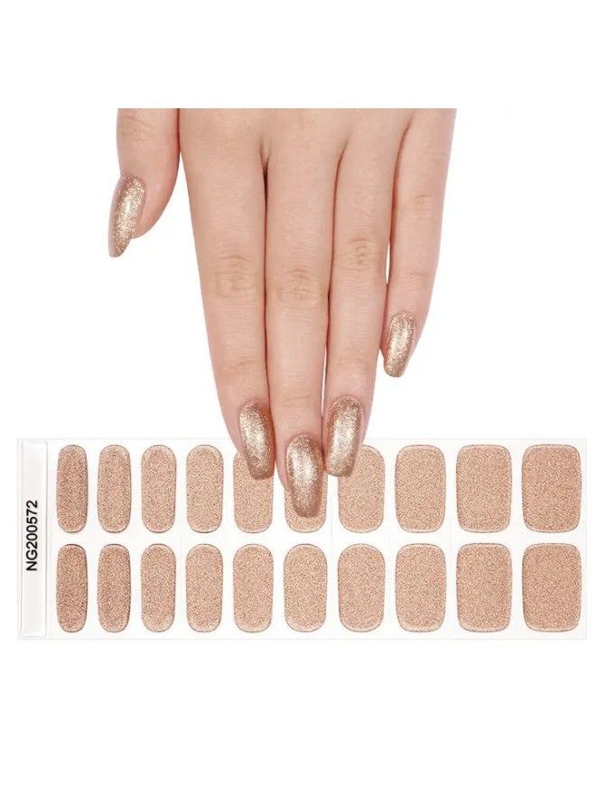 Semi-Cured Gel Nail Wraps – Salon Quality Manicure – 20 Strips + File + Wooden Stick – Easy Apply & Remove - Image 3