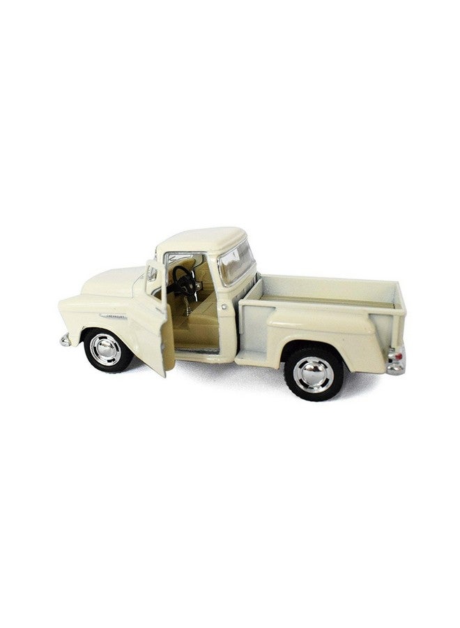 KiNSMART 1955 Chevrolet Stepside Pickup Truck, 1:32 Scale, Die Cast Metal, White, 5 Inch - Image 2