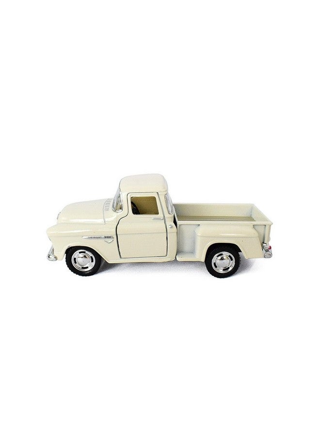KiNSMART 1955 Chevrolet Stepside Pickup Truck, 1:32 Scale, Die Cast Metal, White, 5 Inch - Image 1