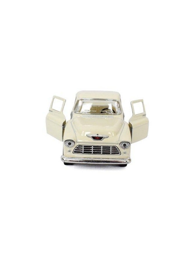 KiNSMART 1955 Chevrolet Stepside Pickup Truck, 1:32 Scale, Die Cast Metal, White, 5 Inch - Image 4