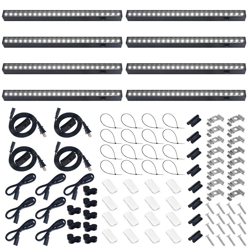 Barrina Plant Grow Lights, 5000K Full Spectrum Daylight White, T5 LED Grow Light Strips, 1ft Growing Lamp with Magnetic Bar, Plant Lights for Indoor Plants, Greenhouse, Black Cover, Linkable, 8 Packs - Image 1