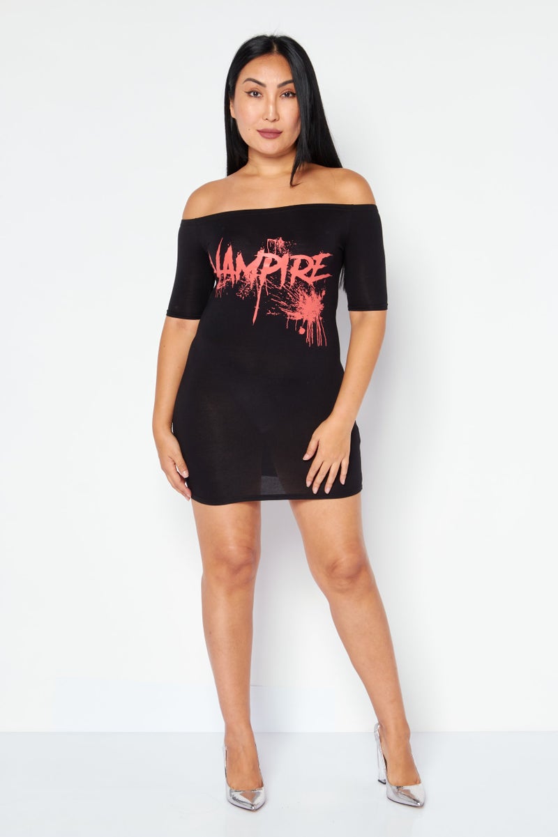 boohoo Women Graphic Print Mini Dress, Black - Image 4