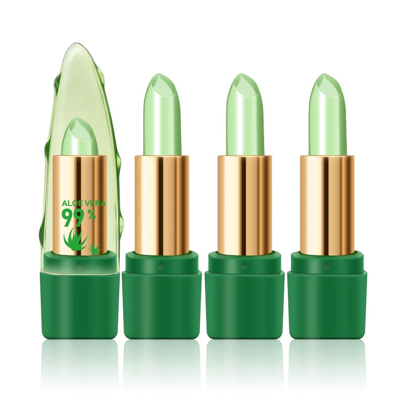 Ownest 3 Pcs Aloe Vera Lipstick Magic Temperature Color Change Lipstick Lip Blam Moisturizing Long Lasting Lip Makeup update packing Beauty