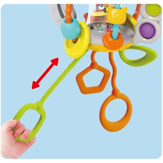 SHAKE & PULL BUSY BALL - INTERACTIVE TOY FOR TODDLERS 6M+, DEVELOPS FINE MOTOR SKILLS, HAND-EYE COORDINATION, SENSORY PERCEPTION WITH BUBBLE POPPING, BEAD SPINNING, PULLING & SHAKING ACTIVITIES - Image 5