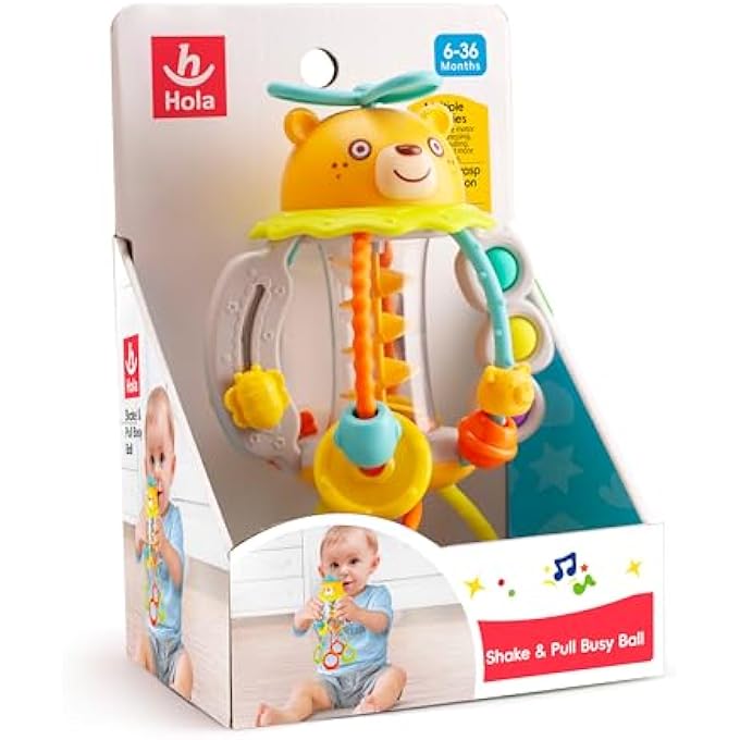 SHAKE & PULL BUSY BALL - INTERACTIVE TOY FOR TODDLERS 6M+, DEVELOPS FINE MOTOR SKILLS, HAND-EYE COORDINATION, SENSORY PERCEPTION WITH BUBBLE POPPING, BEAD SPINNING, PULLING & SHAKING ACTIVITIES - Image 2