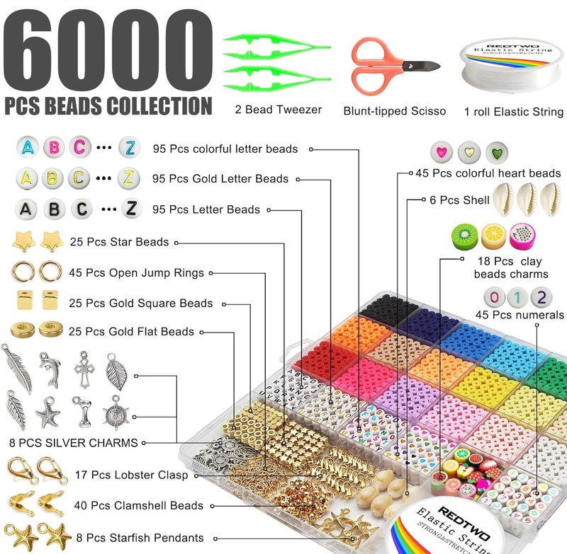 Tonity Bracelet Making kit 6000 PCS Beads for Jewellery Making Jewellery Making kit Beads for Bracelet Making Bracelet Making kit for Girls and Adults - Image 2